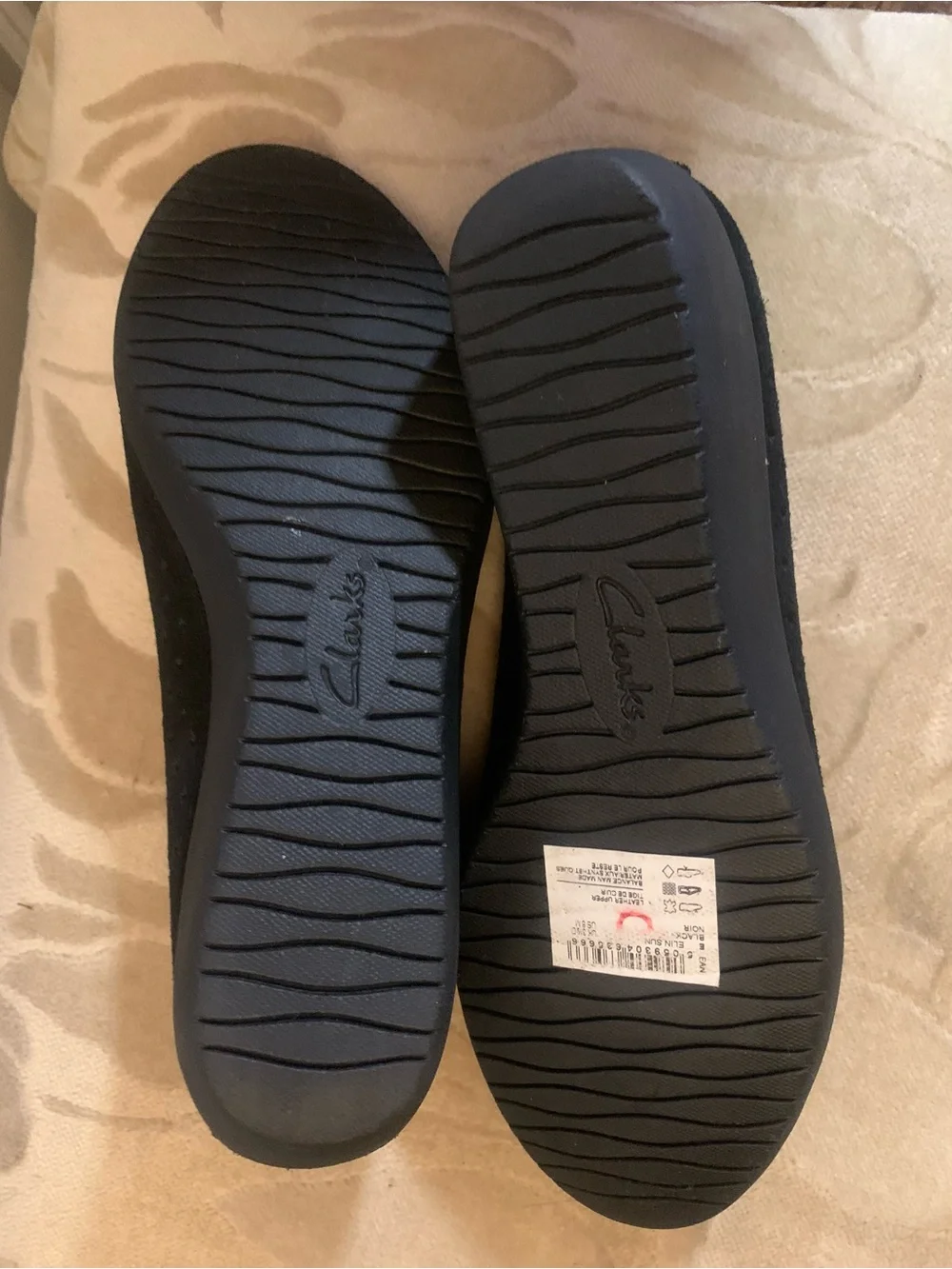 Clarks Elin Sun Black Perforated Leather Wedge Slip-On Shoes Size 6